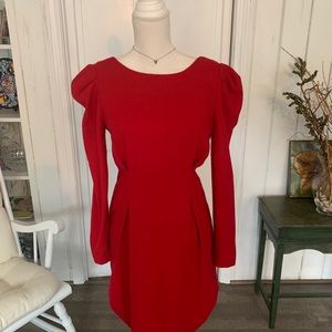 ASOS Red Wool Blend Long Sleeve Holiday Dress 8